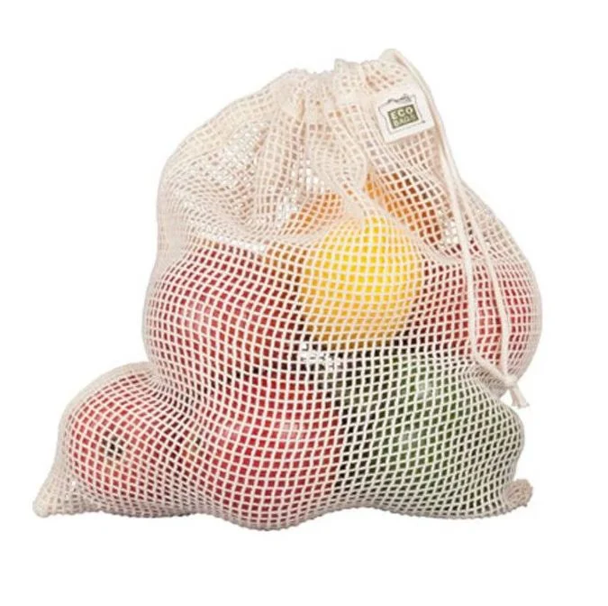 Reusable Produce Bags Mesh Grocery Bag with Drawstring Organic Cotton Bag Foldable Washable Large for Shopping Fruit