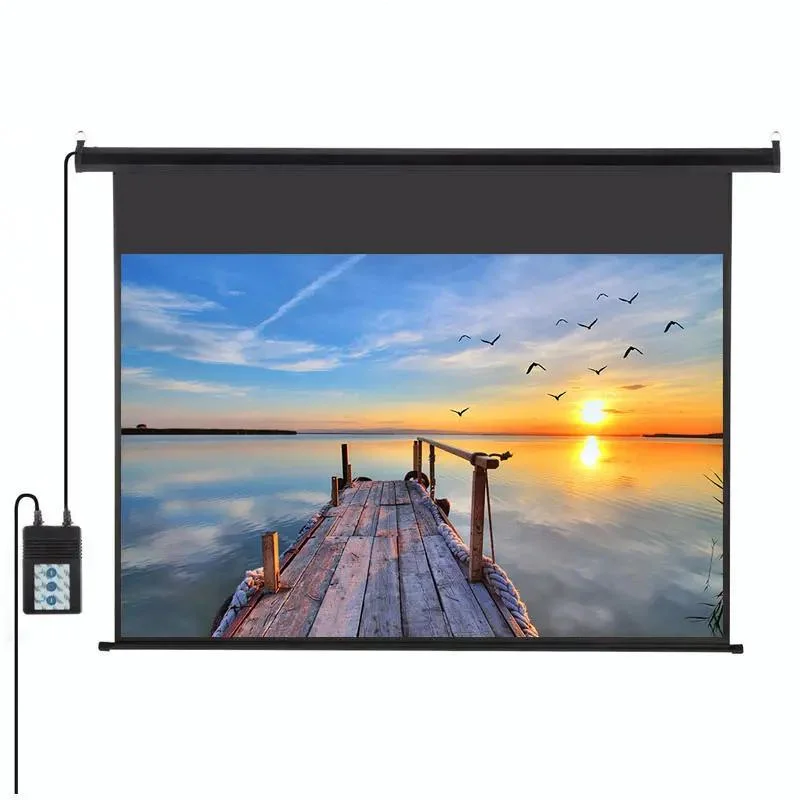 100" 16: 9 Home Movie Electric Projection Screen Matte White Pull Down Projector