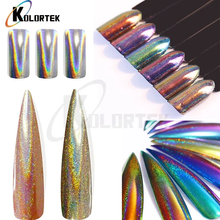 Nail Art brillante Color Cambiar polvo holográfico láser