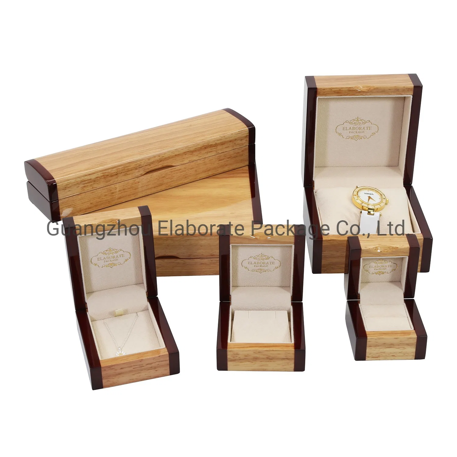 2020 Newest Small Glossy Lacquer Real Wood Jewel Set Packing Case Wholesale