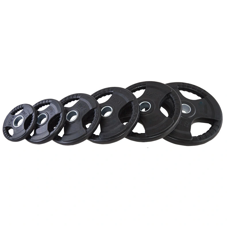 Tri-Grip Black Rubber Coated Olympic Weight Plate