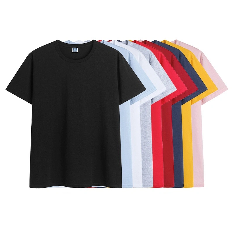 Fabricante Custom Round Neck Camiseta manga corta Publicidad en blanco Verano Camiseta básica informal para hombres y mujeres