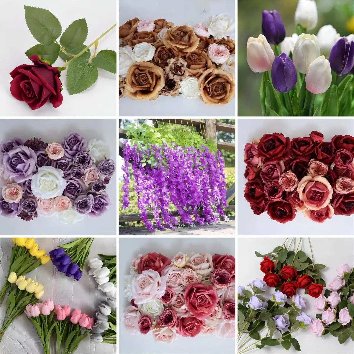 OEM Factory Customized Real Touch Silk Flowers Home Decor Wedding Centerpieces Rose Flower Wall Plastic Flower Wholesale/Supplier Artificial Flower Manufacturer in China