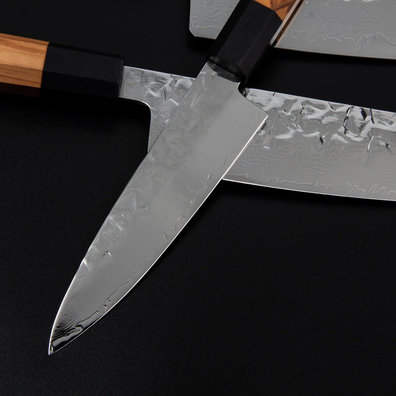 Couteau Damascus / Couteau japonais / Ensemble de couteaux de cuisine avec manche en bois d'olivier (SE-Z013)