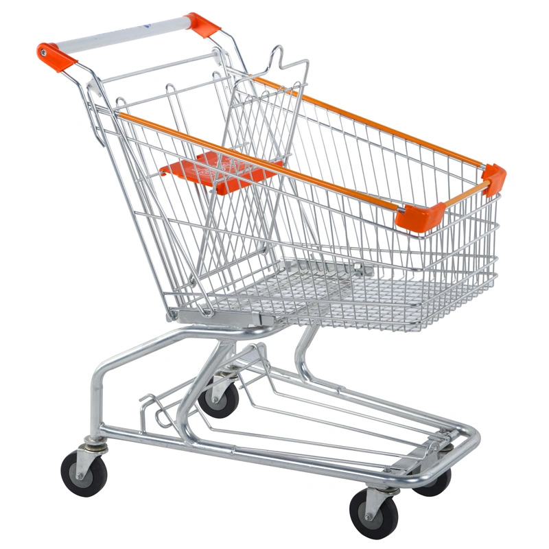 Fashion Design Chrome Metal Supermarket Store Shopping Trolley