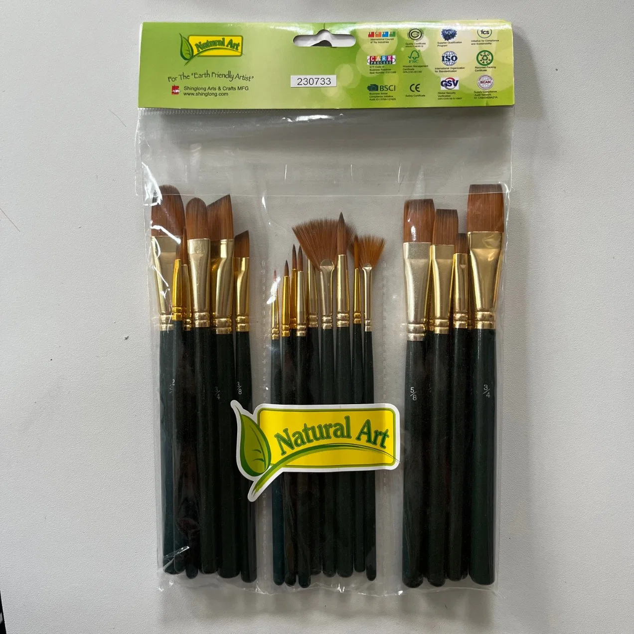 Brocha artesanal Starter Kit 25pcs surtido de tamaños, Asa de plástico y mango de madera palo