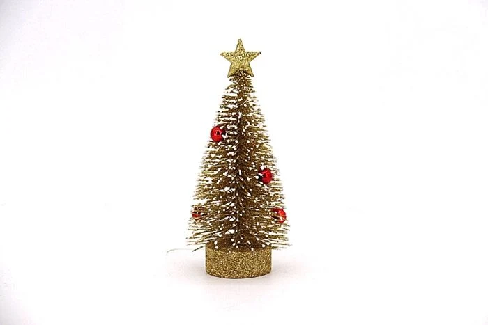 Glitter Golden and Silver Mini Sisal Christmas Tree with Star Ball and Pine Tree Table Top Decoration