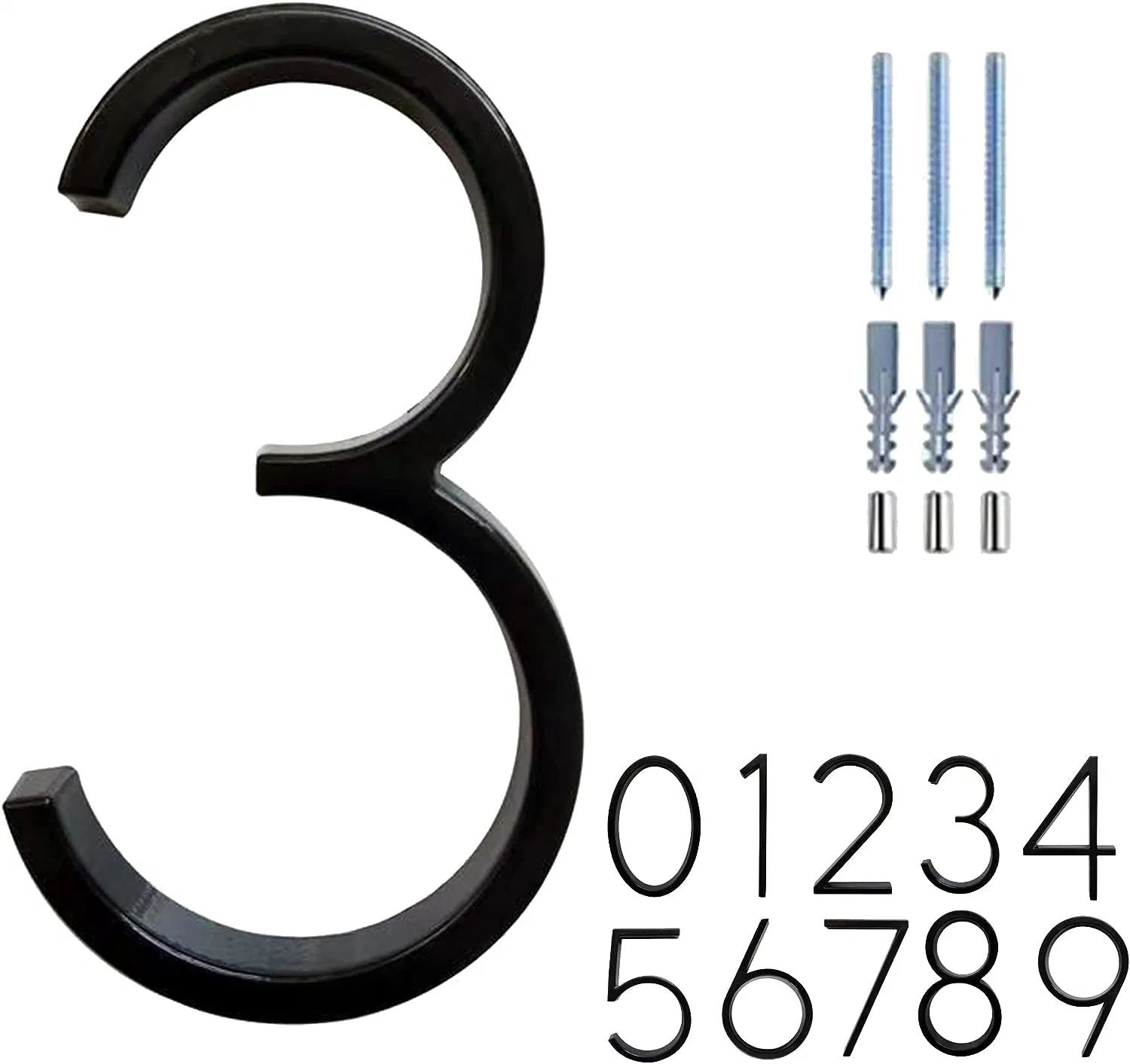 5" Floating Zinc Alloy Address House Number 3 for Door Garden Mailbox