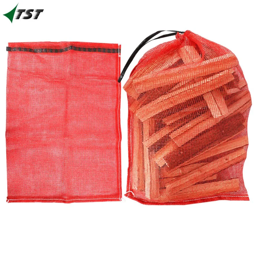 Saco de malha para lenha 40L 60L 80L 1000L PP Leno para criança que se acende Sacos de malha Wood Log Net Sacks