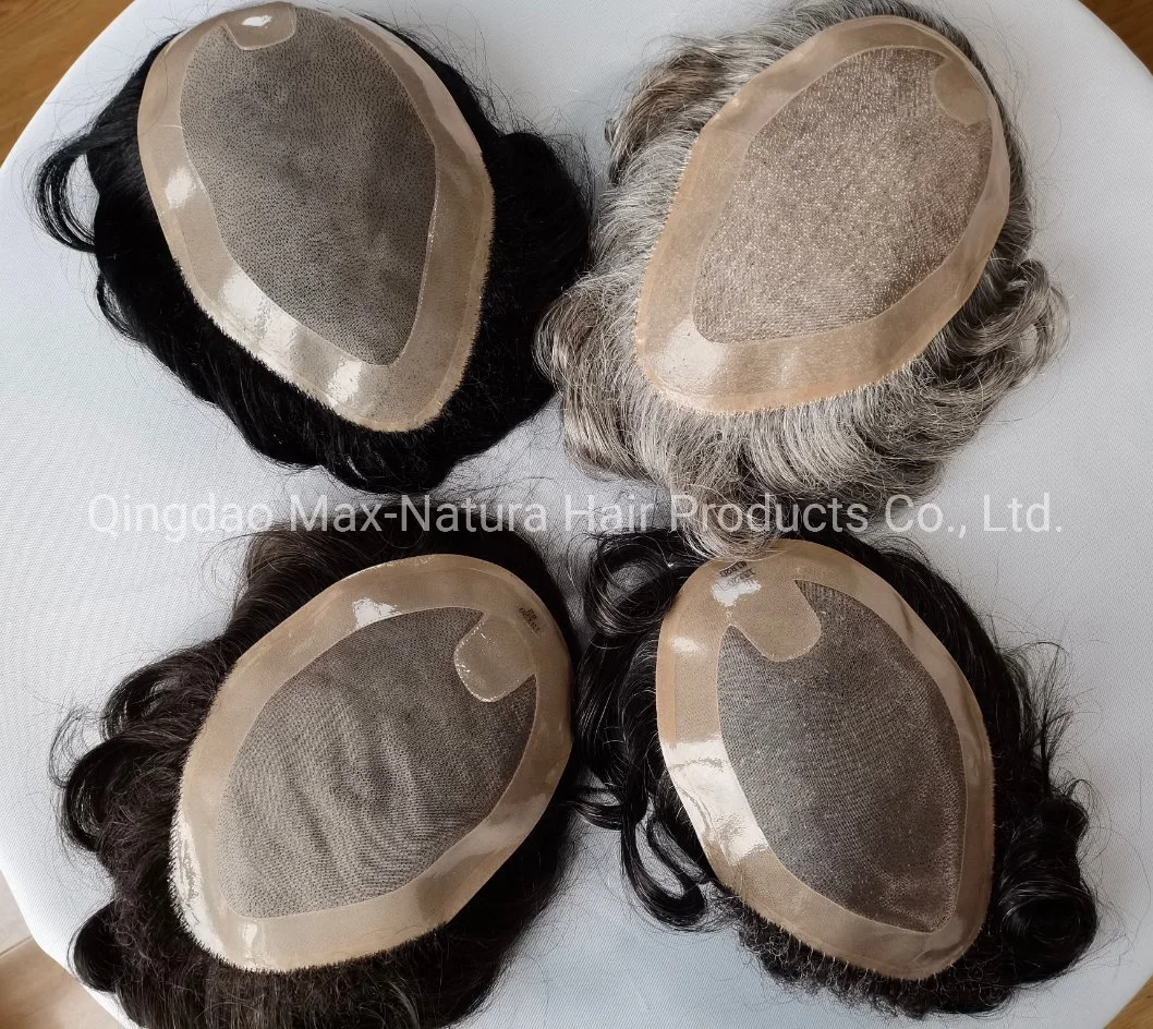 Popular-Design Fine-Mono Remy-Human-Hair Toupee with Folded-Lace-Front Baby Hair Underventing