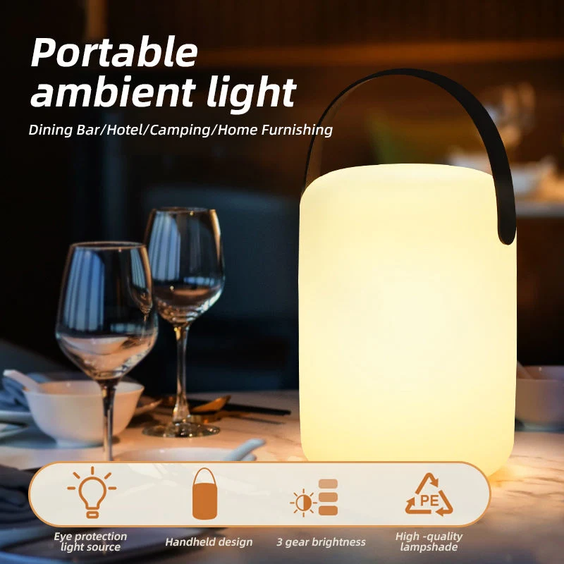 Lámpara de mesa LED recargable inalámbrica portátil atenuable con mando a distancia Mango