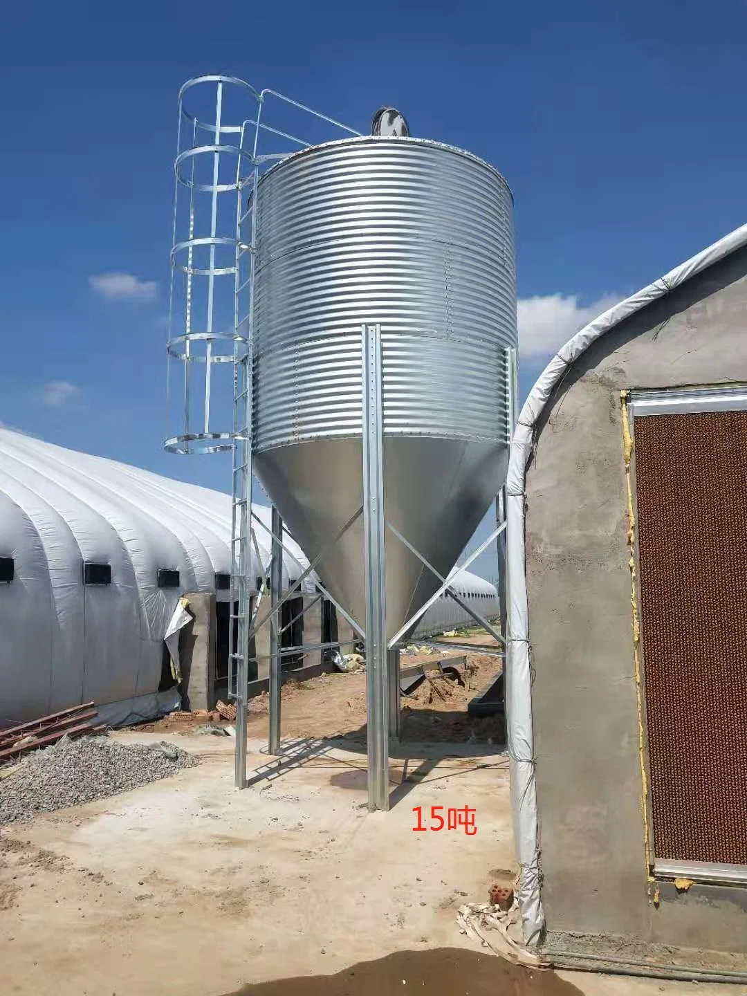 Load / Unload High Efficiency Galvanized Steel Feed Hopper Tank Silo