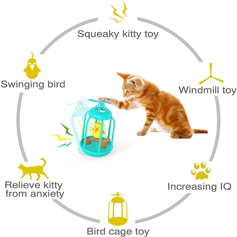 2022 Nuevo Diseño Bird Cage Gato gracioso juguetes Squeaky juguetes interactivos para interiores gatito Kitty Artículos para Mascotas Gatos juguete Chase