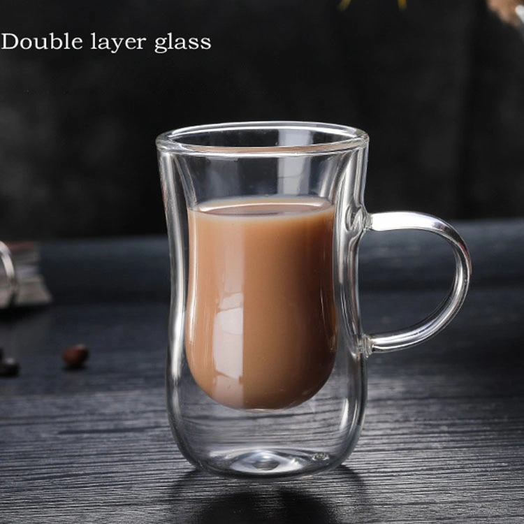 38years Fabrik New Style doppelwandige Glas Tasse Kaffee Becher 80ml Kapazität