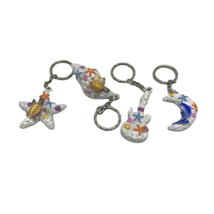 Vente en gros Nouveau Sand Design surf Sea Animal Keychain Beach souvenir Porte-clés à tortue en résine