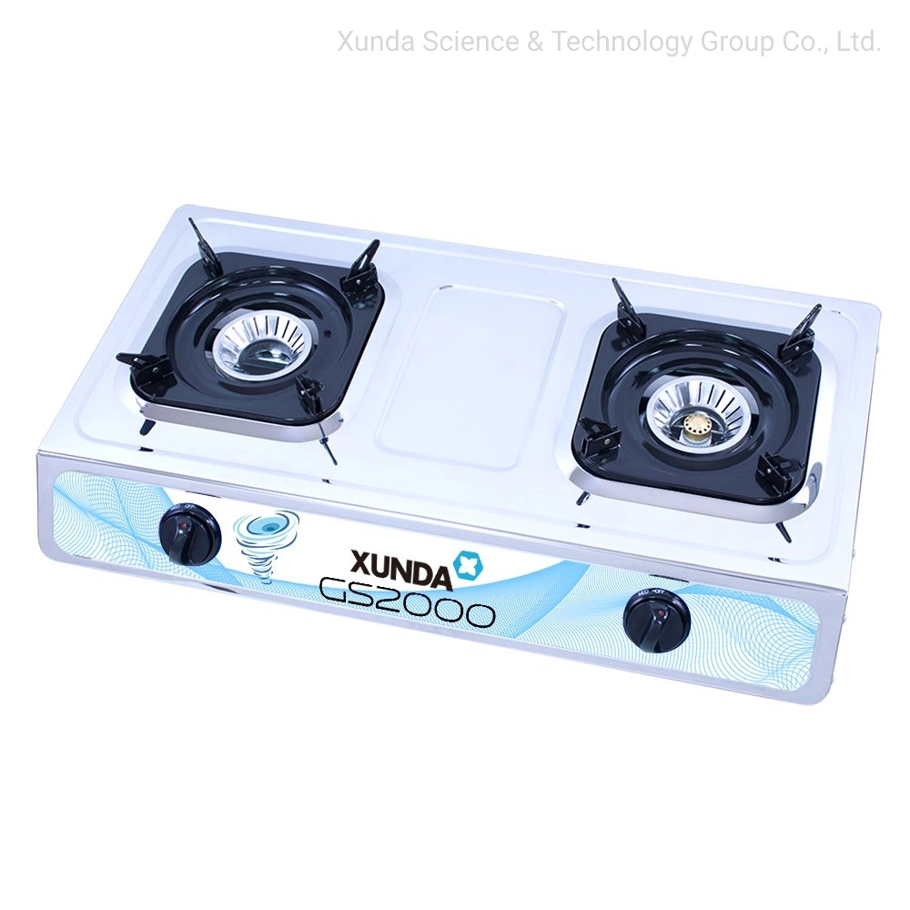 Xunda Double Burner aço inoxidável Painel patente redemoinho tornado chama Fogão a gás de mesa