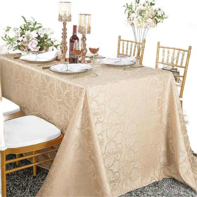 Table Cover 120 Inch Round Table Cloth Jacquard Customized Tablecloth for Wedding Party