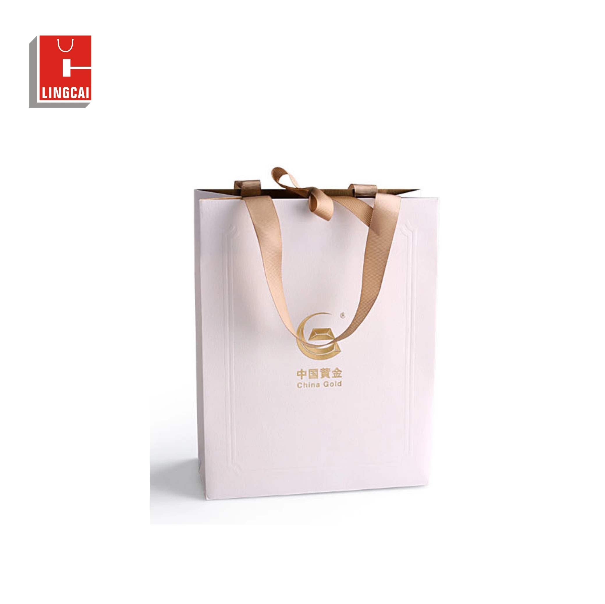 Luxus Hohe Qualität White Kraftpapier Druck Verpackung Geschenk-Shopping Tasche für Kleidung/Schuhe/Perücke