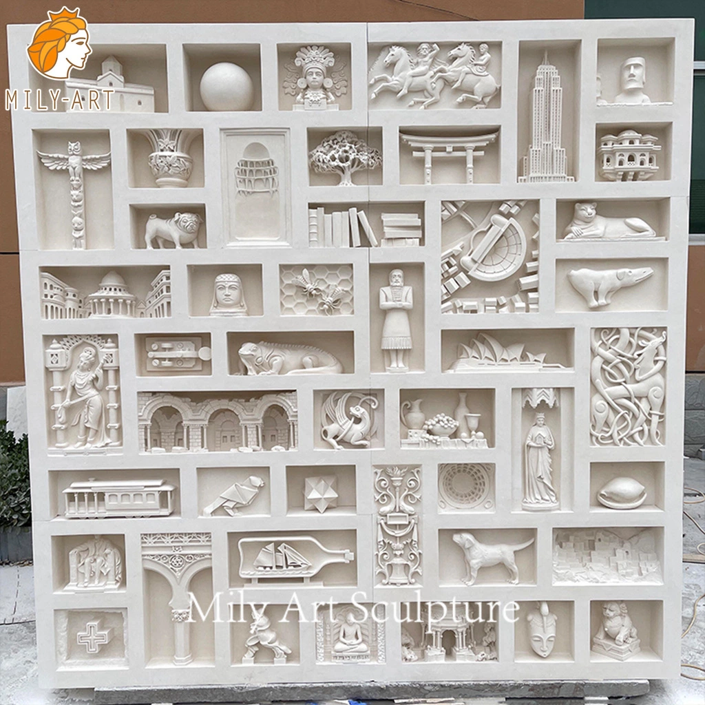 Modern Creative Custom Design Decoration Hand Carved Marble Relief