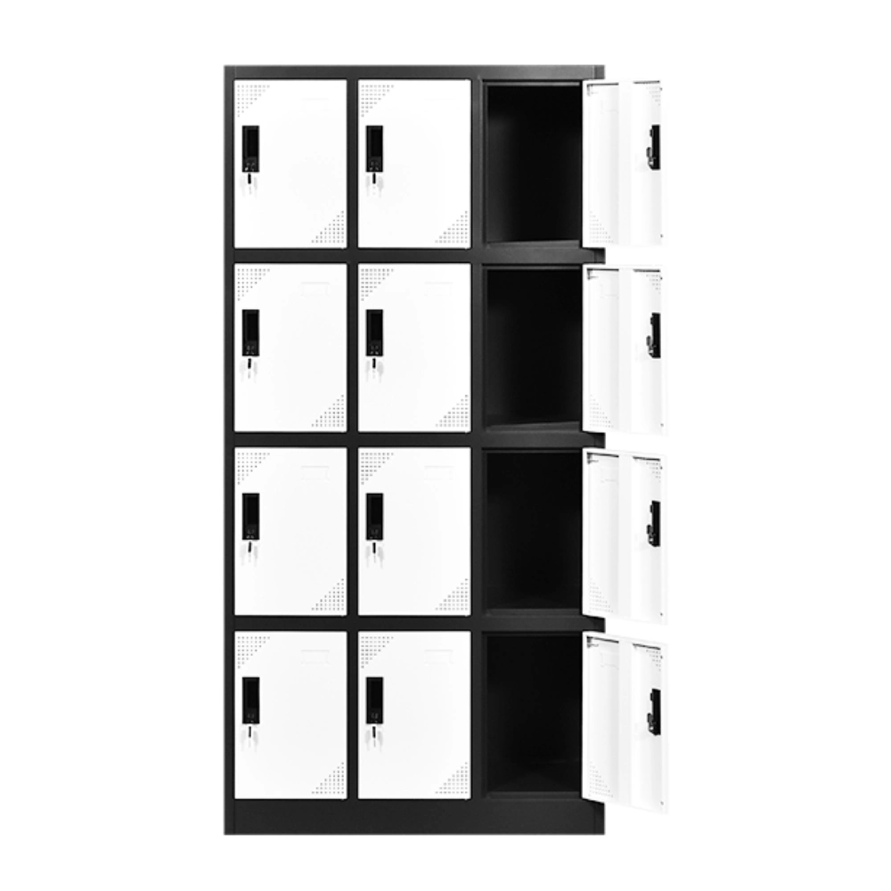 Four Tier 12 Door Global Lockers, 35"Wx16"Dx70"H, Gray