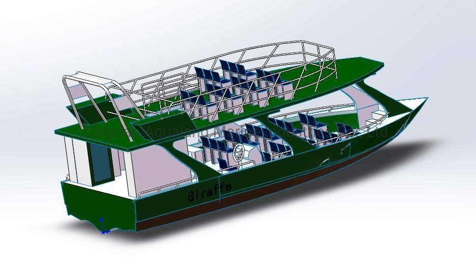 Aqualand 39feet 12m 50pax Aluminum Double Deck Passenger Ferry /Aluminium Speed Motor Water Taxi (PC1200d)