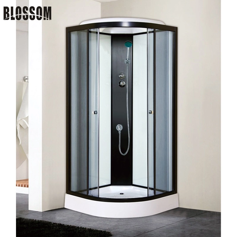 Black Bathroom Steam Shower Cabin Wet Room with High Tray