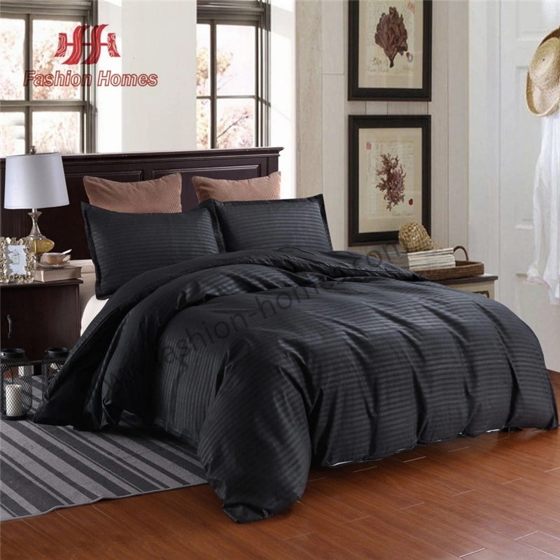 Customized Jacquard Strip Luxury Bedding Set Poly Satin Bed 100% Polyester Pure Sheet Sets with Pillows Set