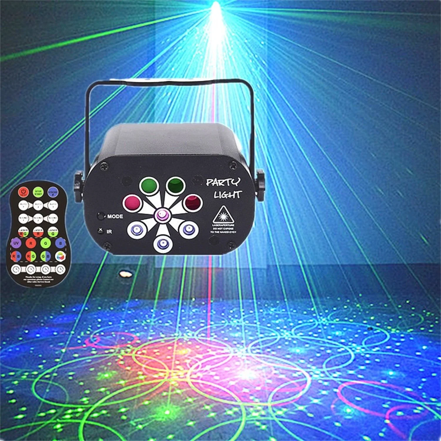 Mini RGB LED proyector láser DJ disco escenario Rojo claro Luz verde azul