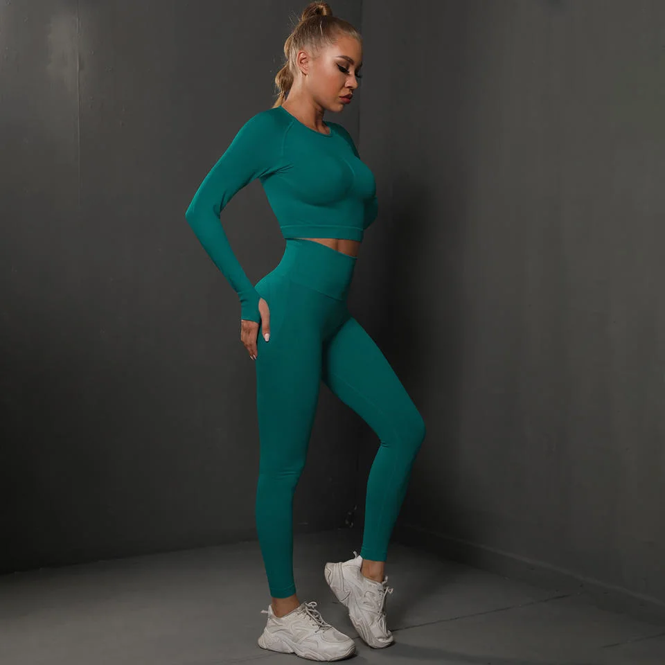 Fitness Seamless Sportswear 2 Piece Set Women Yoga Sets for Lady
