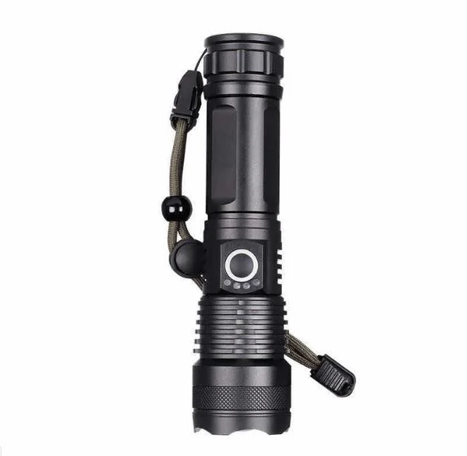 5 أوضاع USB مشرقةTactical Bright Torch قابلة لإعادة الشحن وقابلة للتكبير والتصغير CREE Xhp50 مصابيح LED وامضة للماء