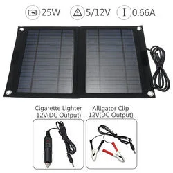 25W Portable Solar Panel Foldable Mobile Phone Battery Car RV Outdoor