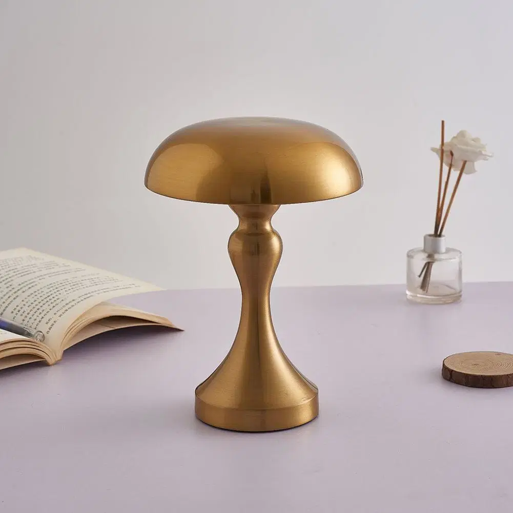 Modern Metal Mushroom Rechargeable Table Lamp Night Light for Bar Home Dining Room Christmas Decoration