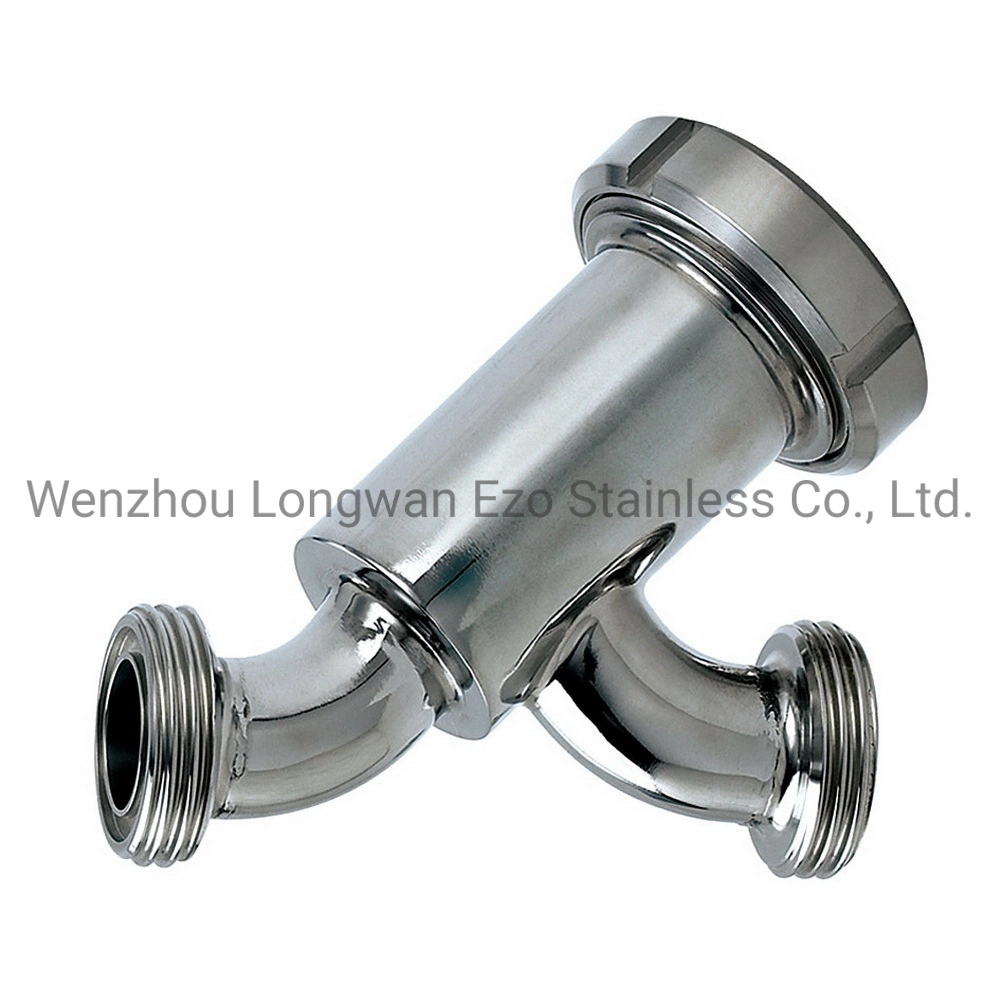 Sanitary Grade Stainless Steel External Thread Clamp End Y Shaped Filter Strainer with Wire Mesh for Industrial Processing