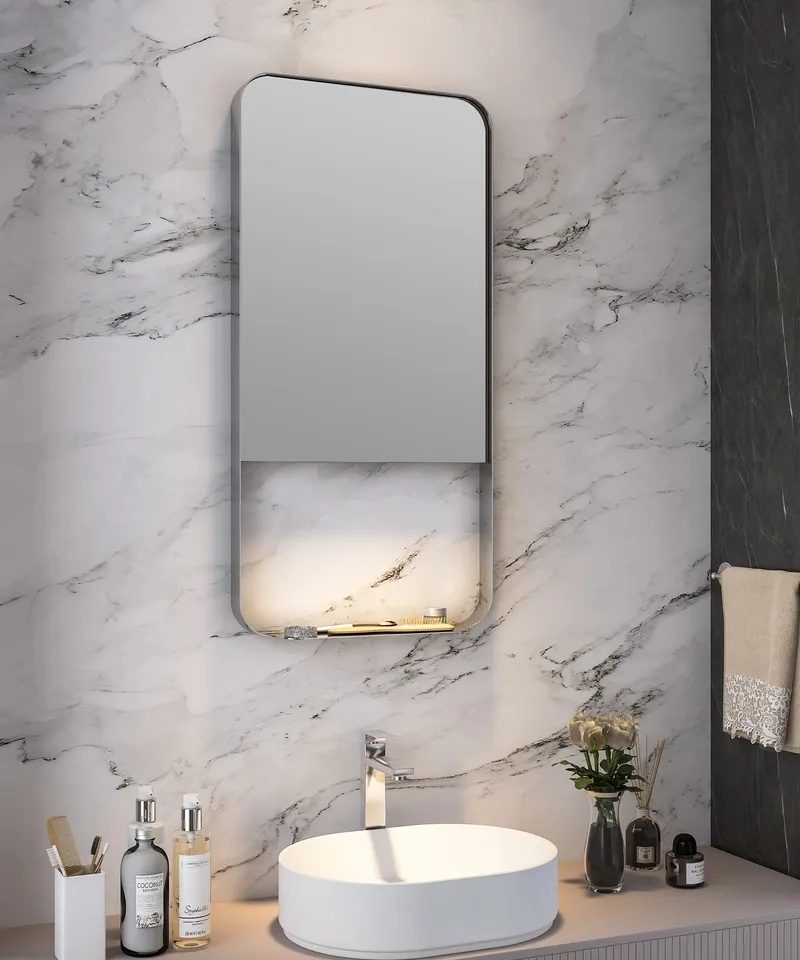 Factory Wholesale Stainless Steel Frame Smart Design LED Bathroom Wall Mirror