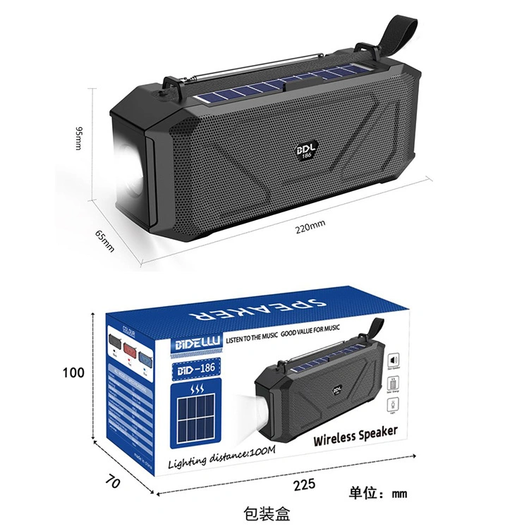 Lound altavoz Bluetooth Solar Sonido con radio/reproductor de MP3/Antorcha