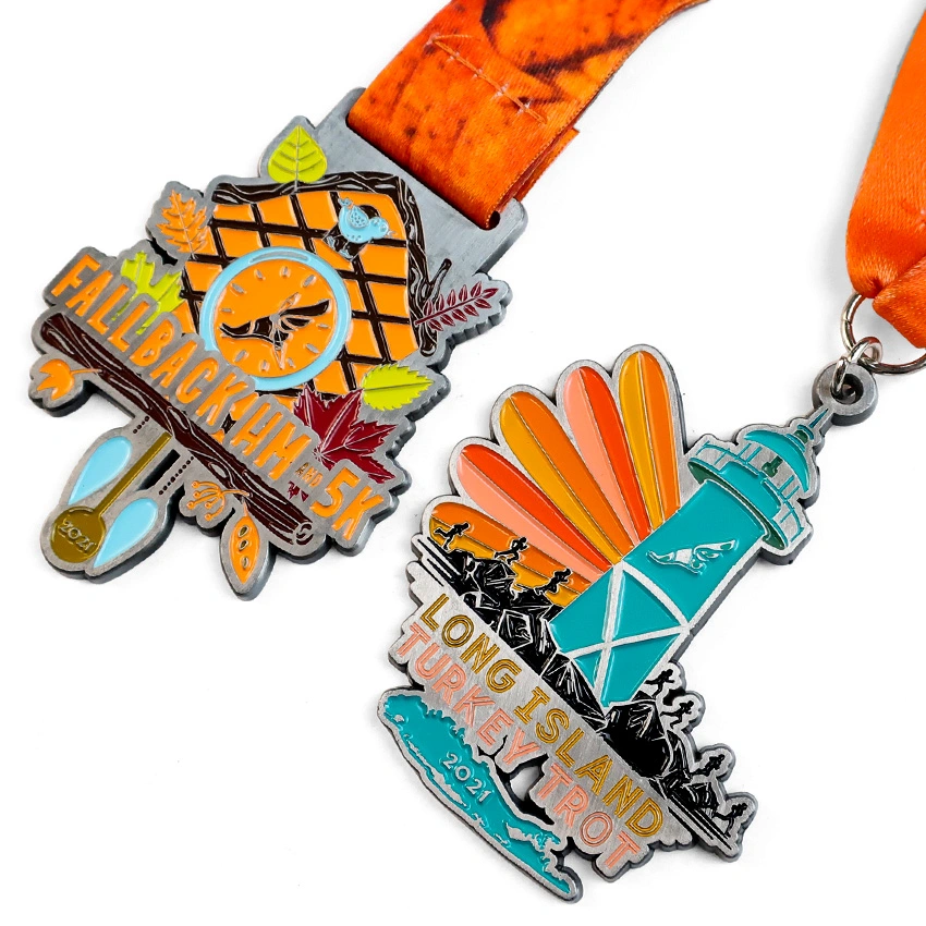 Promoción de running Finisher Fun Run Champion Custom Sport Metal Alloy Esmalte 3D Raised Logo Competition medallas con cintas de medallas