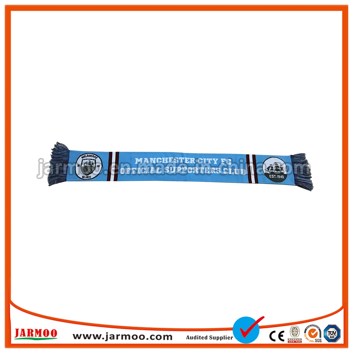 Manufacturers Custom Logo World Cup Acrylic Knitted Football Fan Scarf