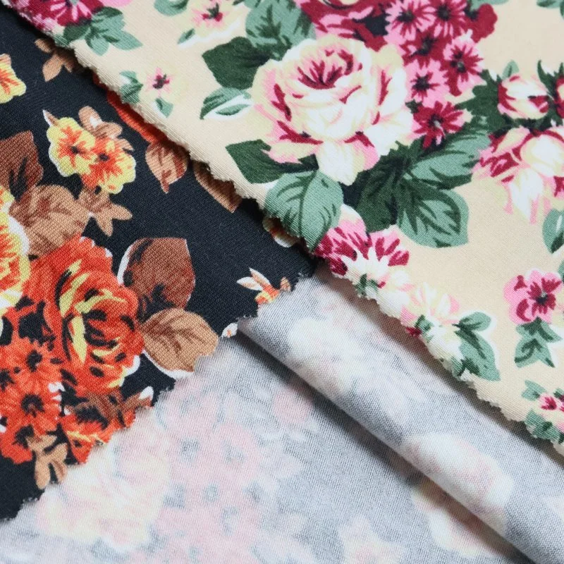 China Fabric Textile Suppliers Custom Design Flower Printing Modal Spandex Fabric for Dress Clothing