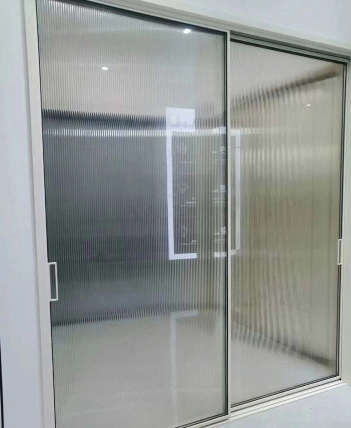 Slim Frame Aluminum Door with Reed Fluted Tempered Glass