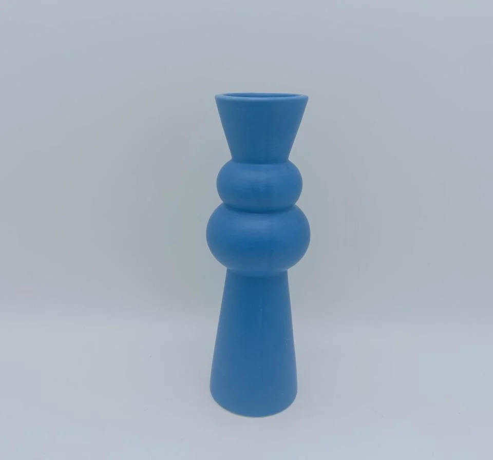 Ceramic Matte Finish Blue Taper Candlestick Taper Candleholder Table Candlestick