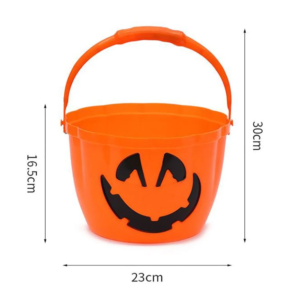 Hot Sale Decoration Candy Light up Handle Plastic Pumpkin LED Halloween Light