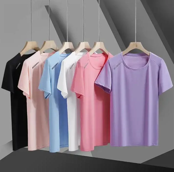 Nouveau imprimée en soie de glace T-Shirt pour hommes et femmes Quick-Drying vêtements de plein air