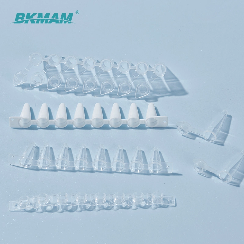 High Transparent Lab Use PCR Tubes 0.2ml 8 Strip PCR Tubes with Domed Cap for Sampling Test