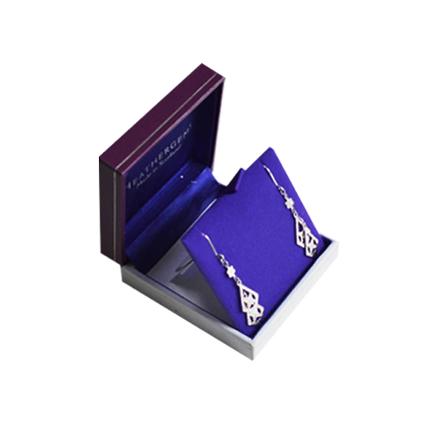 Hight Grade Custom Purple Leather Paper and Velvet Deorative Box to Packing Pendant Diamond Jewelry