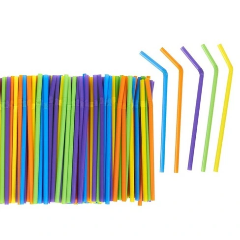 Custom PP Colorful Disposable Long Plastic Drinking Flexible Straw