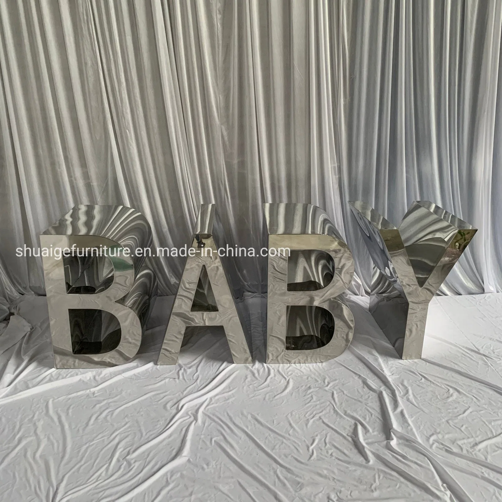 Modern Hotel Outdoor Wedding Furniture Decoration Silver Acrylic/ Stainless Steel Baby Letters