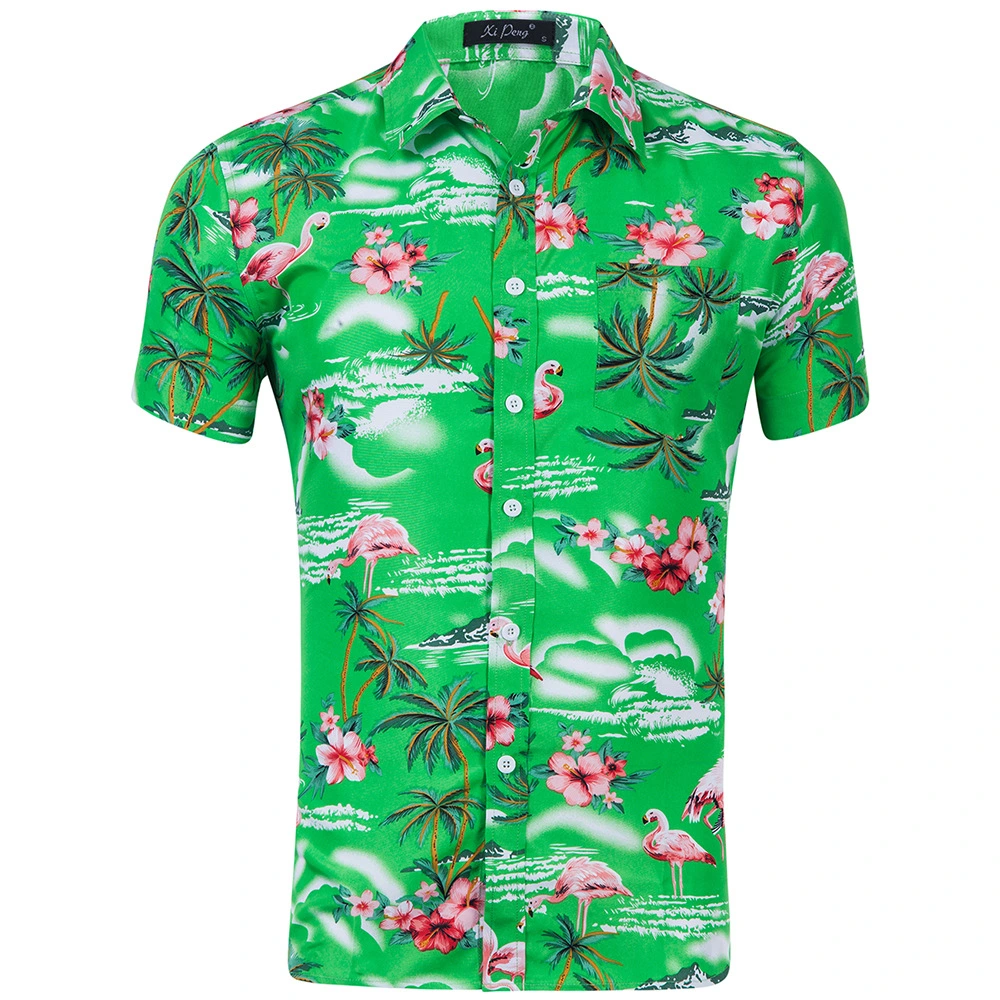 Hombres camiseta OEM Flamingo Playa de manga corta de impresión de poliéster Camiseta Ropa de hombre