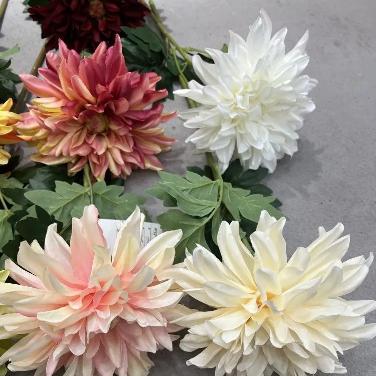 Decoration Artificial Dahlia Flower Single Stem Silk Flowers Artificial Greenery Dahlia Flower