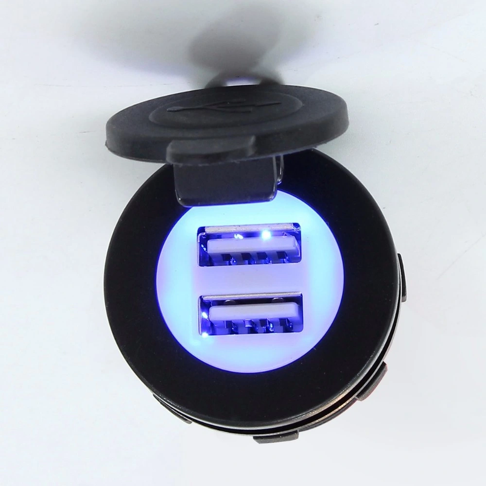 Double prise USB 5V 3.1A avec charge lumineuse LED bleue Adaptateur d'alimentation de prise