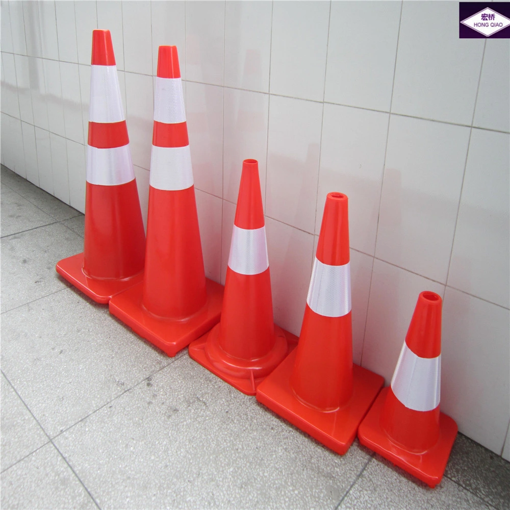 Cono de tráfico de PVC para seguridad vial (flexible, color naranja fluorescente)